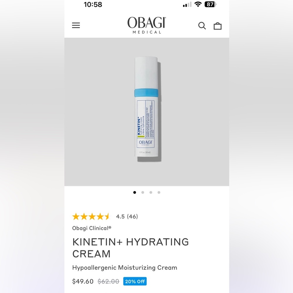 Obagi Clinical®
KINETIN+ HYDRATING
CREAM
Hypoallergenic Moisturizing Cream